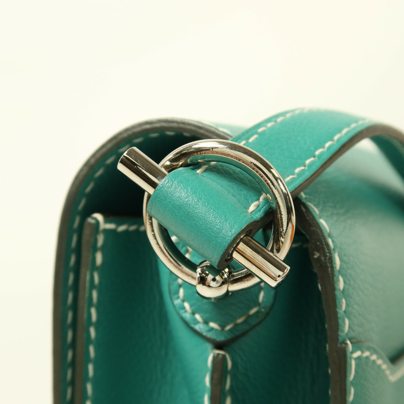 HERMES Evercolor皮革Roulis 23銀扣肩背袋Vert Verone-8