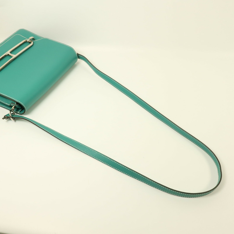 HERMES Evercolor皮革Roulis 23銀扣肩背袋Vert Verone-9