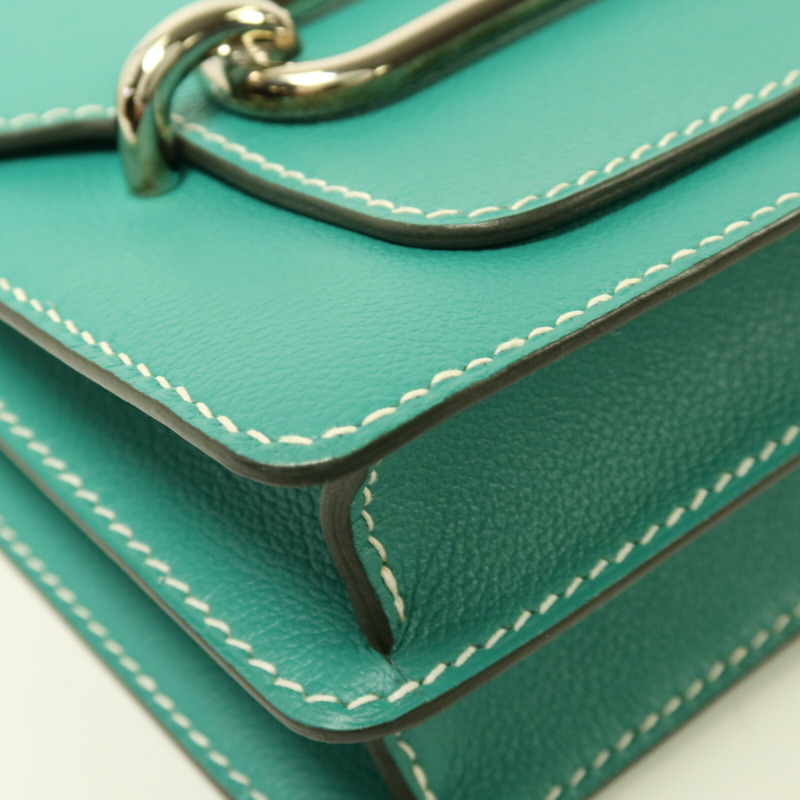 HERMES Evercolor皮革Roulis 23銀扣肩背袋Vert Verone-11