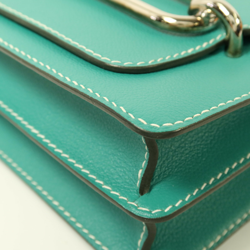 HERMES Evercolor皮革Roulis 23銀扣肩背袋Vert Verone-12