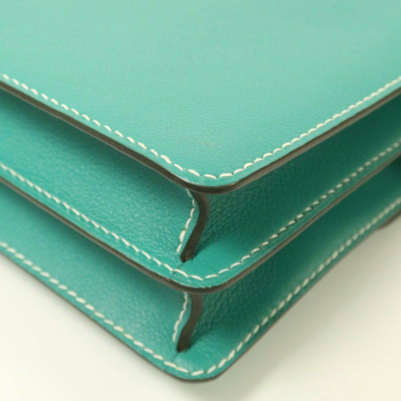 HERMES Evercolor皮革Roulis 23銀扣肩背袋Vert Verone-14