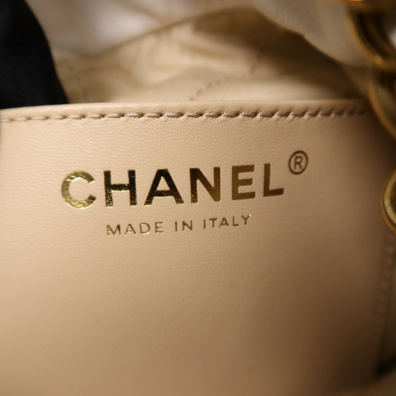 CHANEL 牛皮皮革Mini 22金扣鏈帶手挽肩背兩用袋-5