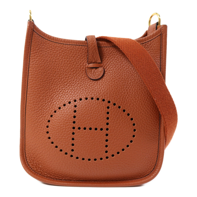 HERMES Clemence皮革Evelyne TPM金扣肩背袋Cuivre-0