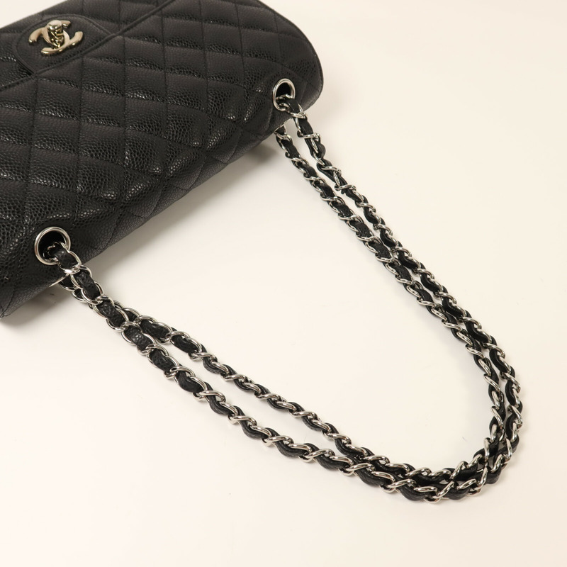 CHANEL 牛皮皮革Classic 25銀扣鏈帶肩背袋-8