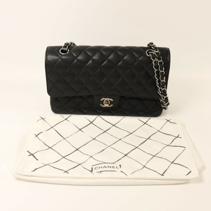 CHANEL 牛皮皮革Classic 25銀扣鏈帶肩背袋-9