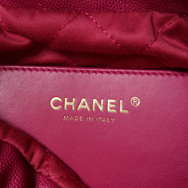 CHANEL 牛皮皮革Mini 22金扣鏈帶手挽肩背兩用袋-5