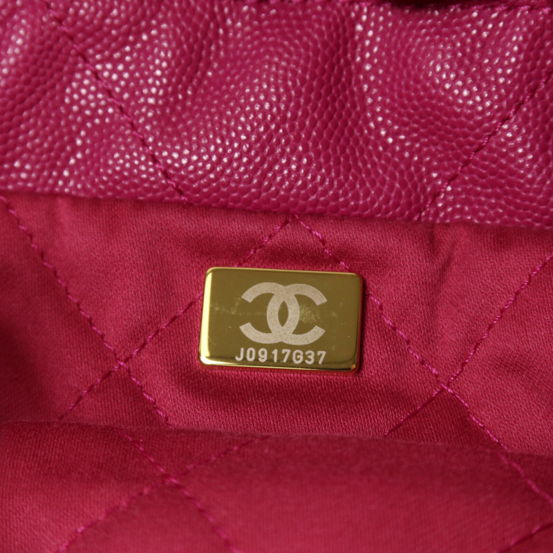 CHANEL 牛皮皮革Mini 22金扣鏈帶手挽肩背兩用袋-6