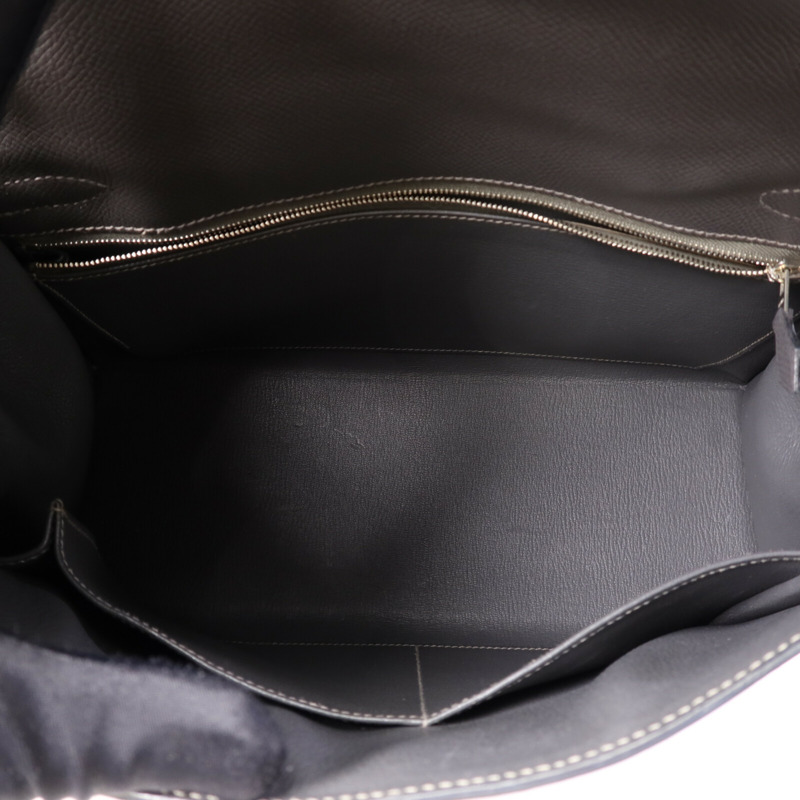 HERMES Epsom皮革Kelly 32銀扣手挽肩背兩用袋Grey-4