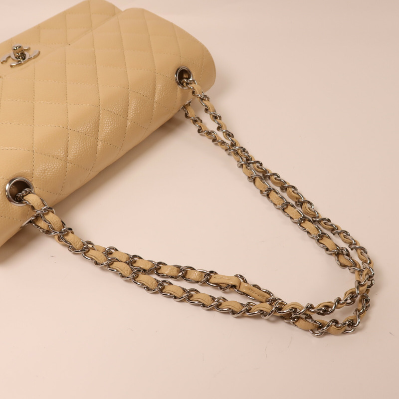 CHANEL 牛皮皮革Classic 25銀扣鏈帶肩背袋-8