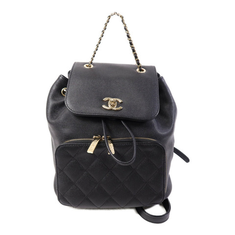 CHANEL 牛皮皮革Affinity Backpack金扣鏈帶背包