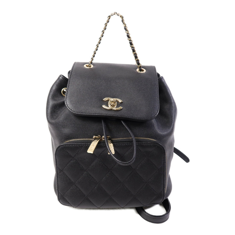CHANEL 牛皮皮革Affinity Backpack金扣鏈帶背包-0