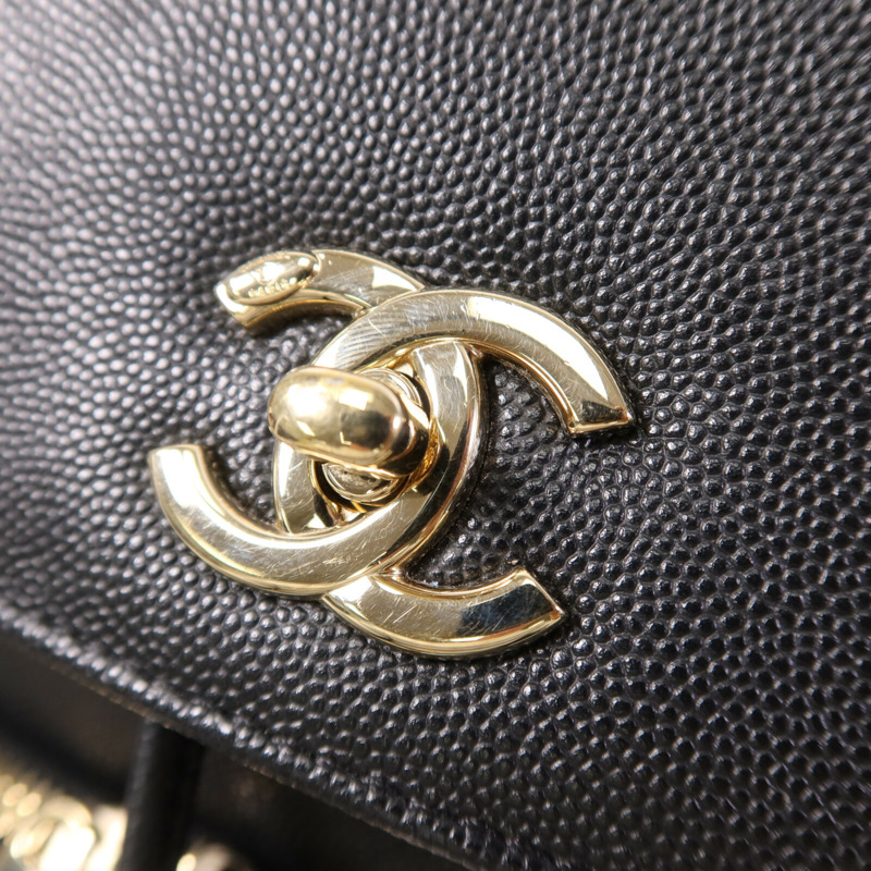 CHANEL 牛皮皮革Affinity Backpack金扣鏈帶背包-8