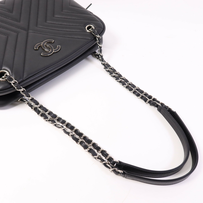 CHANEL 牛皮皮革Shoulder Bag銀扣鏈帶肩背袋-8