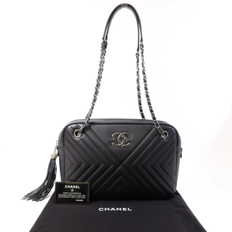 CHANEL 牛皮皮革Shoulder Bag銀扣鏈帶肩背袋-13