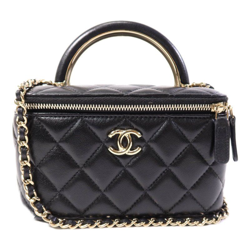 CHANEL 羊皮皮革Top Handle Vanity Case金扣手挽肩背兩用袋-0