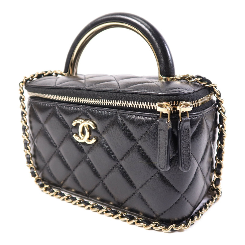 CHANEL 羊皮皮革Top Handle Vanity Case金扣手挽肩背兩用袋-2