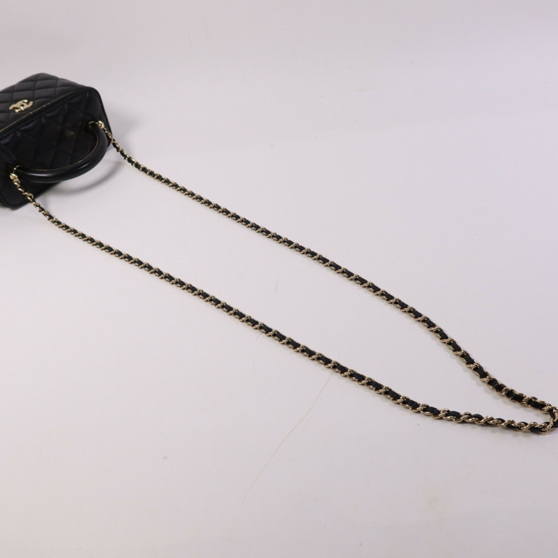 CHANEL 羊皮皮革Top Handle Vanity Case金扣手挽肩背兩用袋-8