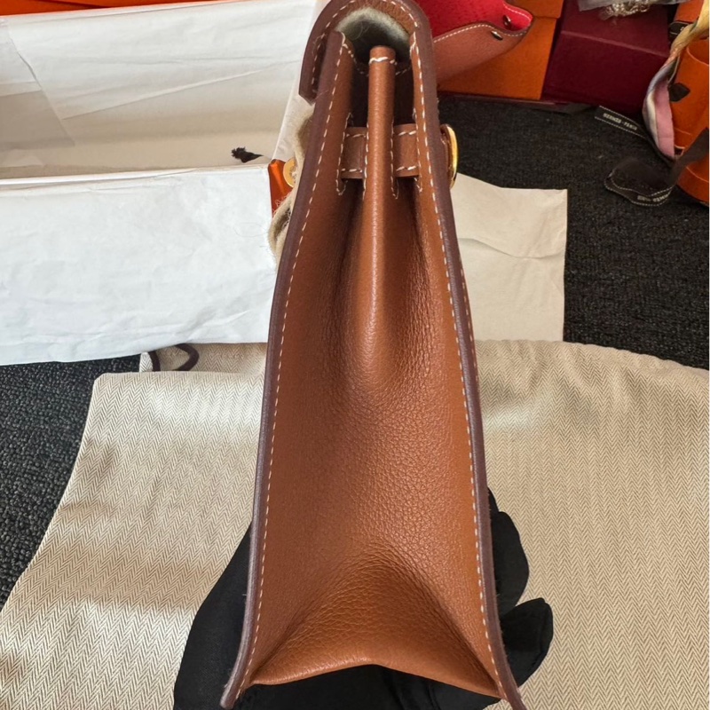 Hermes kelly danse金棕金扣ev皮全新閒置配件塵袋盒子購證-6