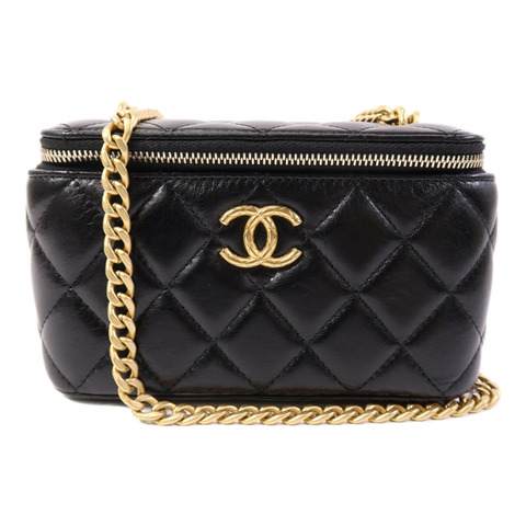 CHANEL 牛皮皮革Vanity Bag金扣鏈帶肩背袋