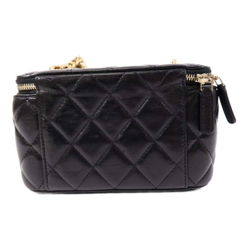 CHANEL 牛皮皮革Vanity Bag金扣鏈帶肩背袋-1