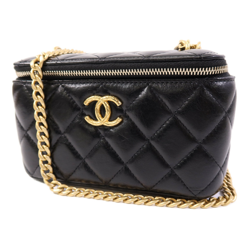 CHANEL 牛皮皮革Vanity Bag金扣鏈帶肩背袋-2