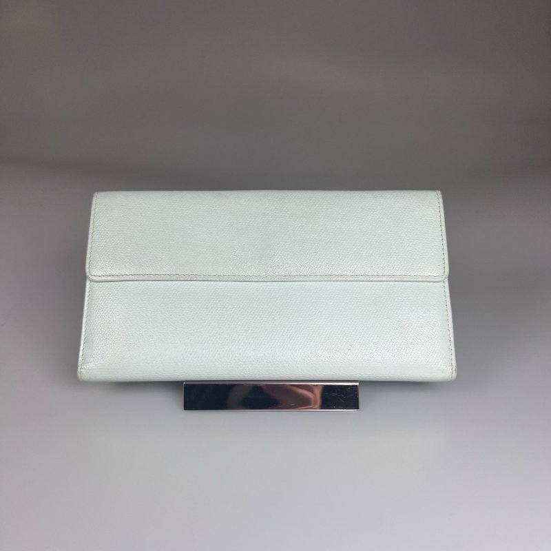 CHANEL VINTAGE釦式長夾 綠 9開-2