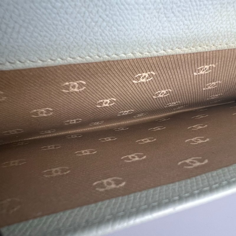 CHANEL VINTAGE釦式長夾 綠 9開-8