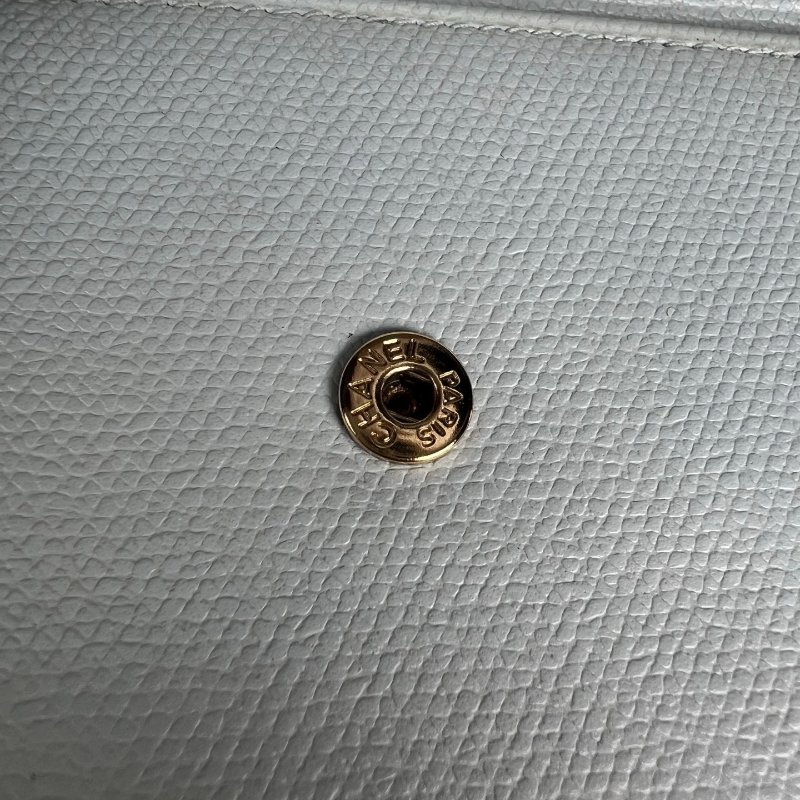 CHANEL VINTAGE釦式長夾 綠 9開-10