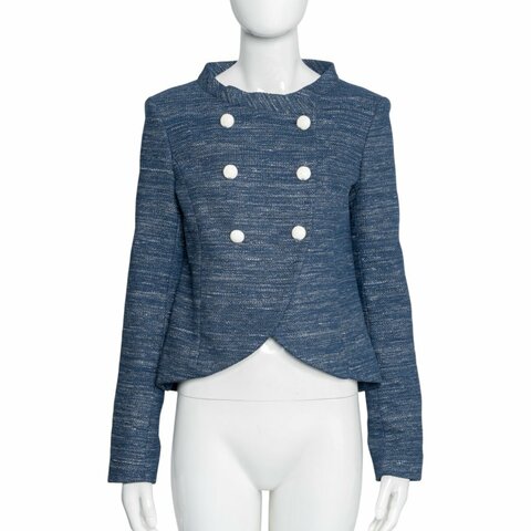 CHANEL香奈兒海軍藍粗花呢外套夾克