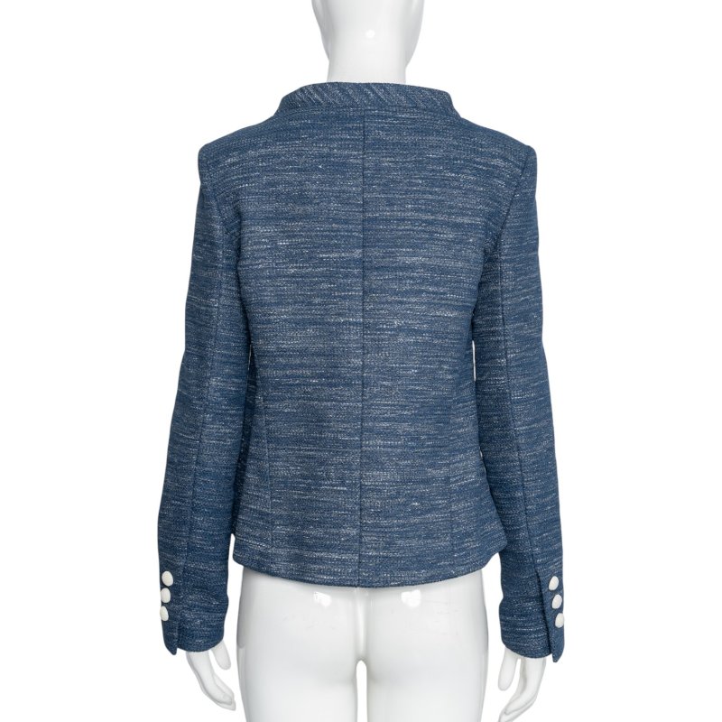 CHANEL香奈兒海軍藍粗花呢外套夾克-1