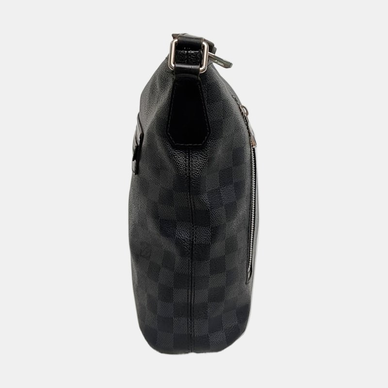 LOUIS VUITTON MICK中號灰色塗層帆布棋盤格單肩包斜挎包銀色五金-3