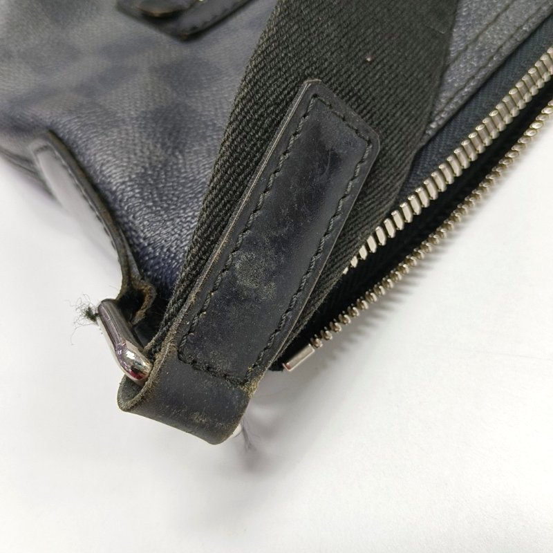 LOUIS VUITTON MICK中號灰色塗層帆布棋盤格單肩包斜挎包銀色五金-15