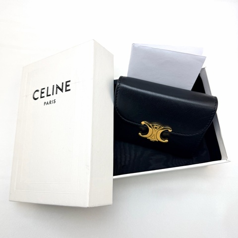 celine 黑凱旋三折短夾