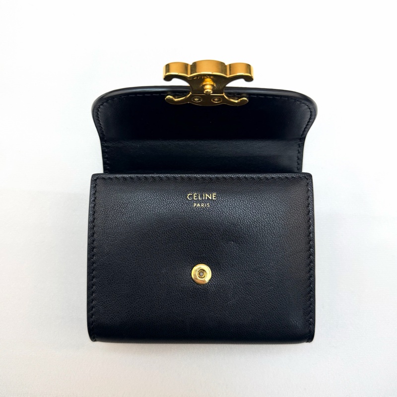 celine 黑凱旋三折短夾-3