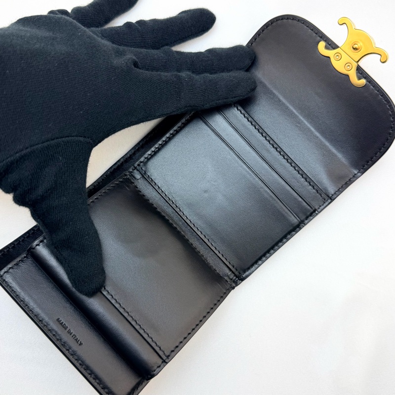 celine 黑凱旋三折短夾-5