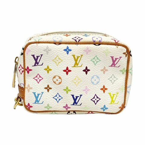 LOUIS VUITTON WAPITY白三彩塗層帆布老花零錢包金色五金