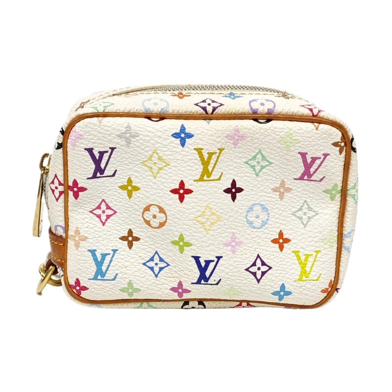 LOUIS VUITTON WAPITY白三彩塗層帆布老花零錢包金色五金-0