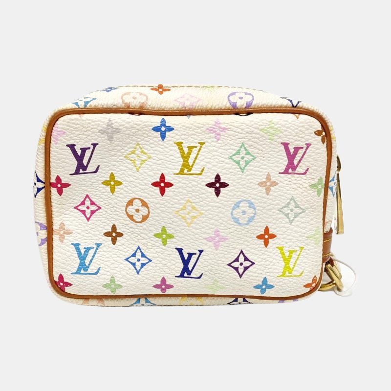 LOUIS VUITTON WAPITY白三彩塗層帆布老花零錢包金色五金-4