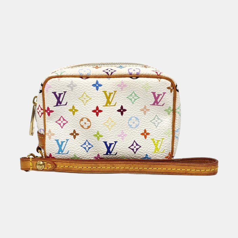 LOUIS VUITTON WAPITY白三彩塗層帆布老花零錢包金色五金-7