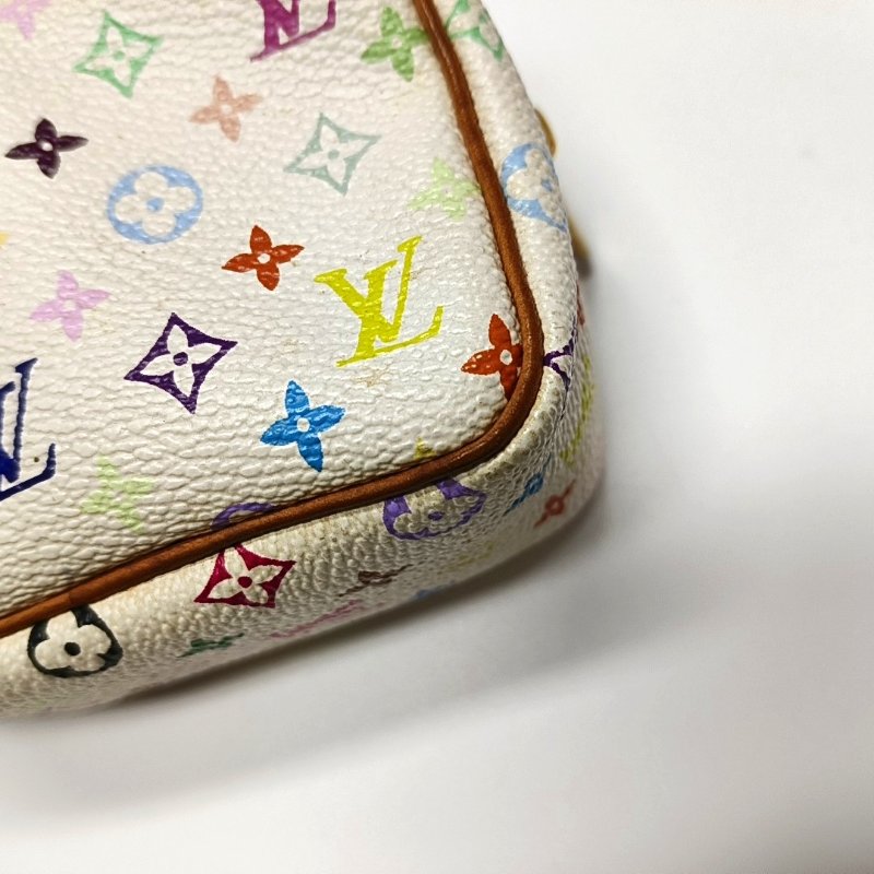 LOUIS VUITTON WAPITY白三彩塗層帆布老花零錢包金色五金-12