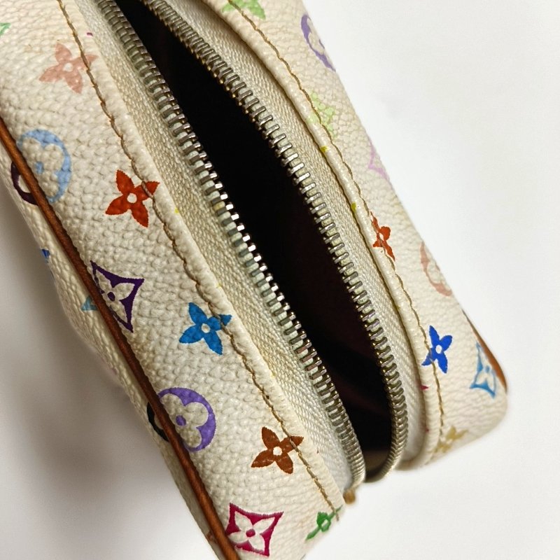 LOUIS VUITTON WAPITY白三彩塗層帆布老花零錢包金色五金-15