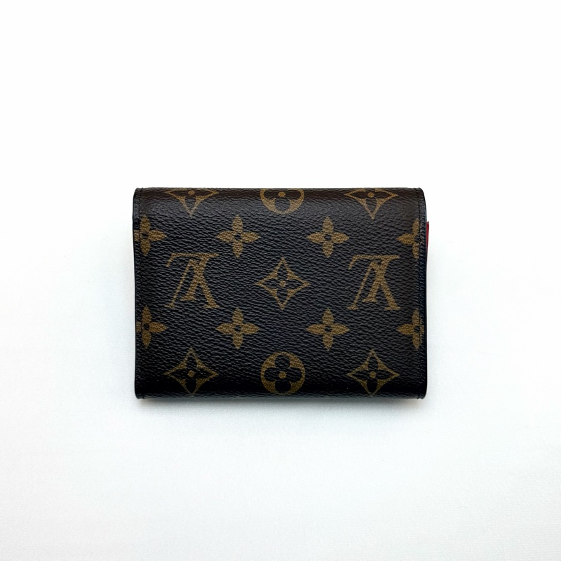 Lv m62567 紅原花鎖頭短夾-2