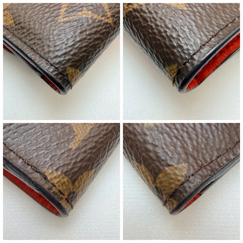 Lv m62567 紅原花鎖頭短夾-9