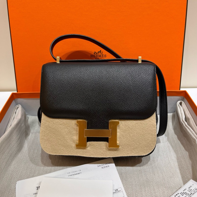 閒置新 愛馬仕/Hermes mini 康康19 constance 黑金 E皮 金扣-1