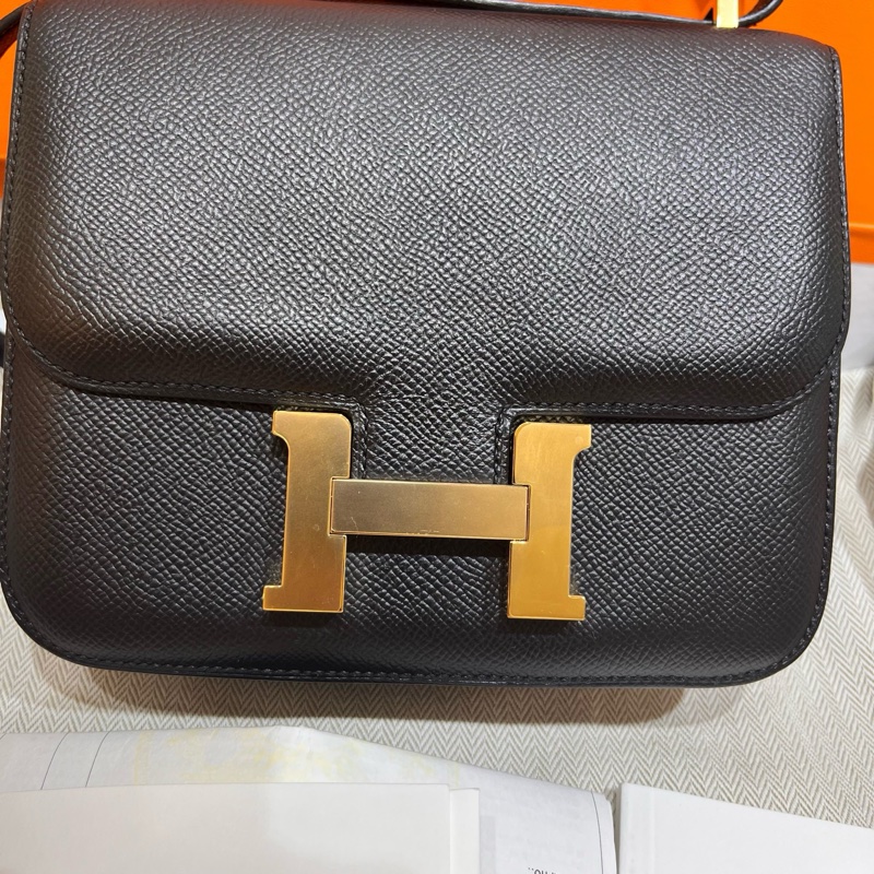 閒置新 愛馬仕/Hermes mini 康康19 constance 黑金 E皮 金扣-3