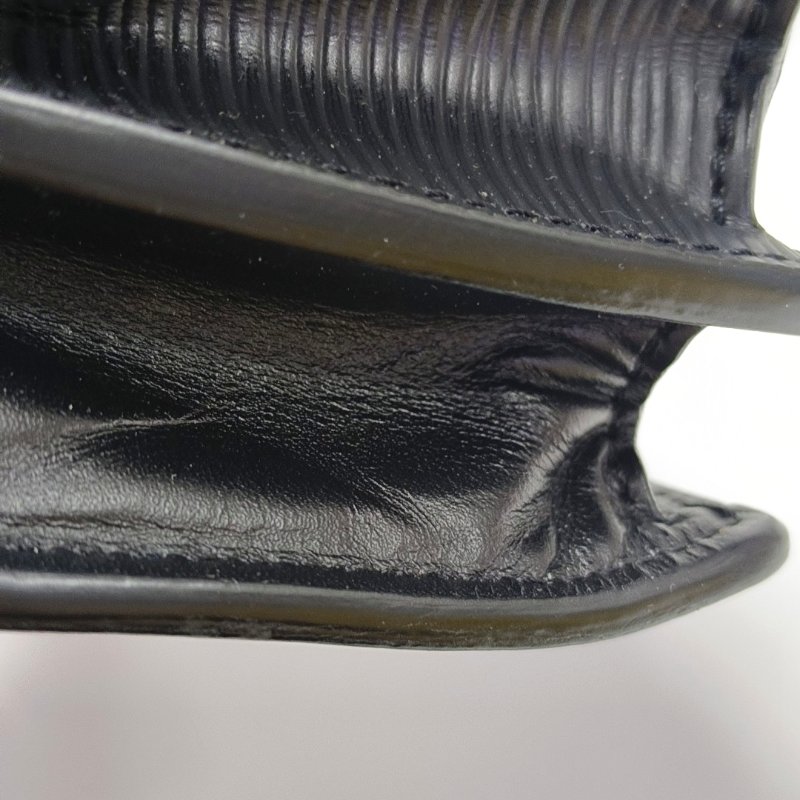 LOUIS VUITTON TRUNK黑色EPI牛皮水波紋斜挎包單肩包金色五金可拆卸肩帶-9