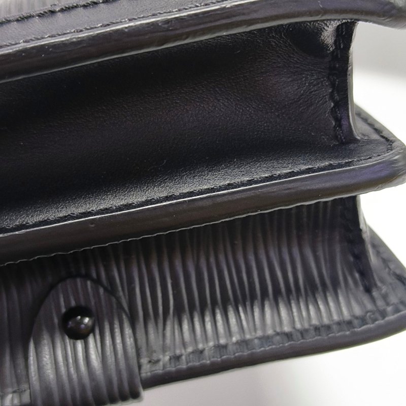 LOUIS VUITTON TRUNK黑色EPI牛皮水波紋斜挎包單肩包金色五金可拆卸肩帶-10