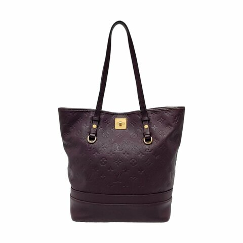 LOUIS VUITTON CITADINE小號紫色牛皮老花壓紋手提包單肩包金色五金可拆卸肩帶