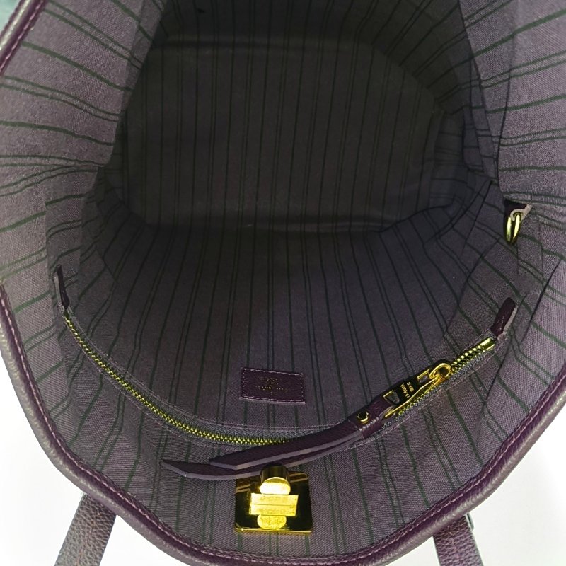 LOUIS VUITTON CITADINE小號紫色牛皮老花壓紋手提包單肩包金色五金可拆卸肩帶-6