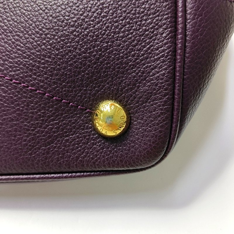 LOUIS VUITTON CITADINE小號紫色牛皮老花壓紋手提包單肩包金色五金可拆卸肩帶-11